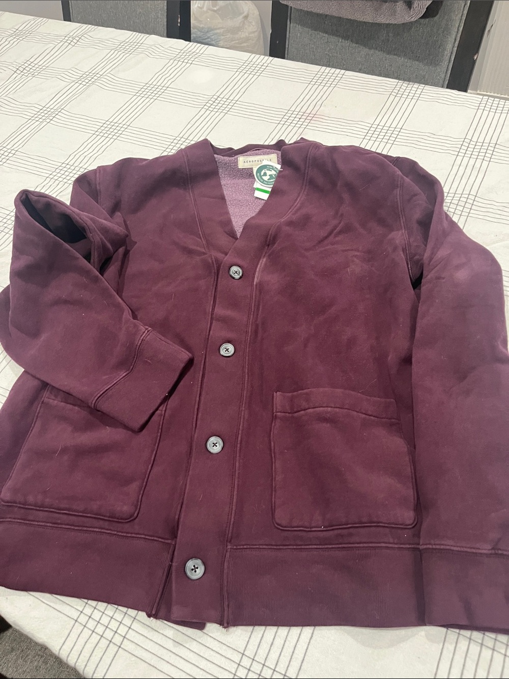 Aeropostale Men's Burgundy Cardigan Sweater